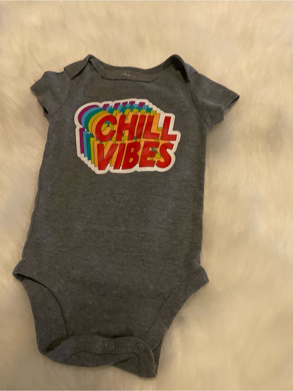 okie dokie Gray One-Piece with Rainbow "Chill Vibes" Graphic